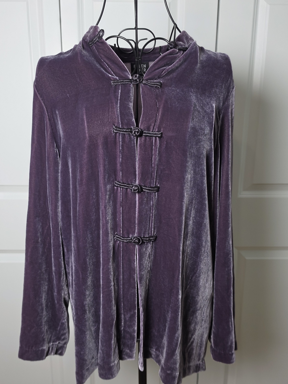 Eileen Fisher Purple Silk Blend Velvet Frog Closure Jacket PS